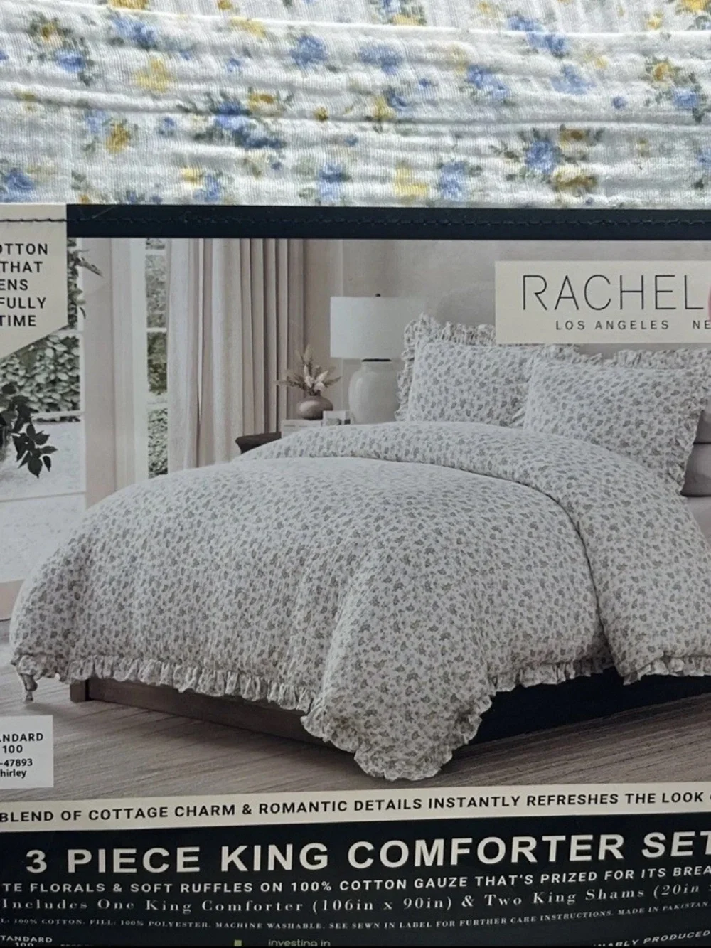 Rachel Zoe Florals and Soft Ruffles on Cotton Gauze King Comforter Set 106”x90”